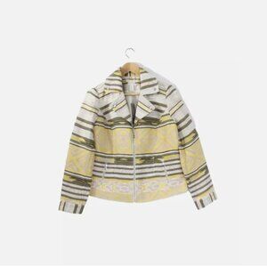 Women Moto Jacket New sz 0 Small Chico's Aztec Print Coat Zipper Jacquard